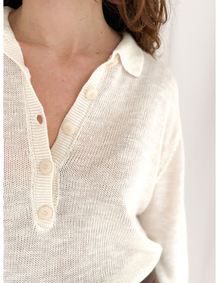 Polo in misto lino e viscosa