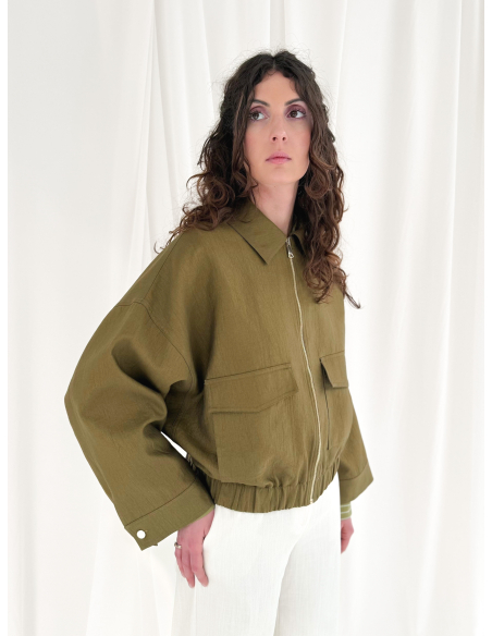 Viscose blend bomber jacket