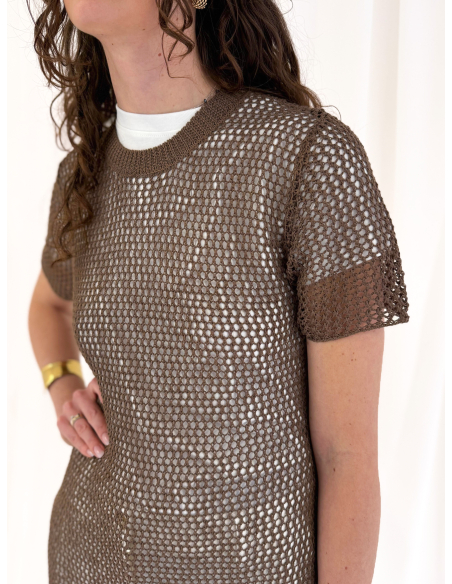 Maxi dress in openwork knit