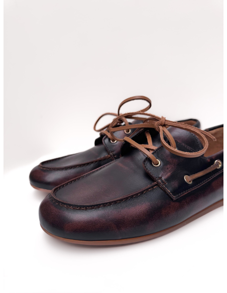 Bleached leather slip on