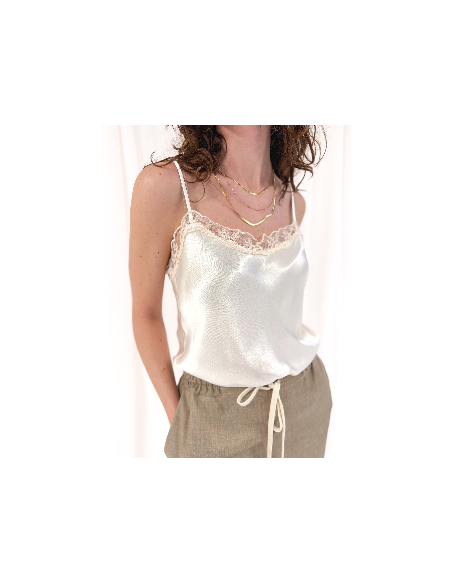 Viscose top with thin straps and lace