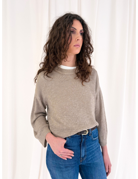 Crew neck sweater in viscose blend