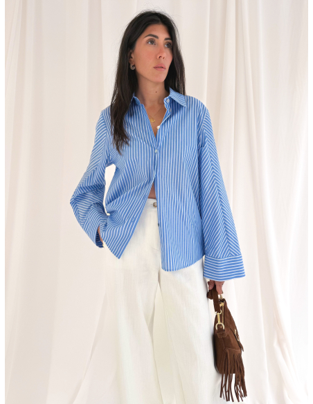 Striped shirt with wide sleeves