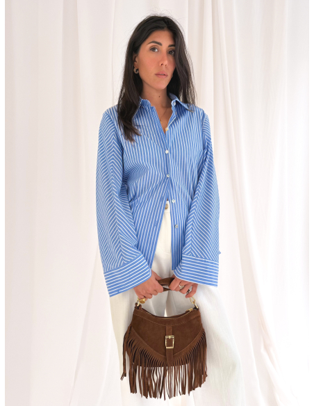 Striped shirt with wide sleeves