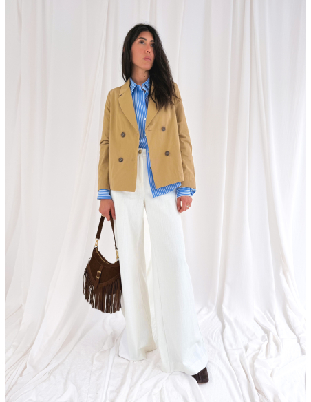 Striped shirt with wide sleeves