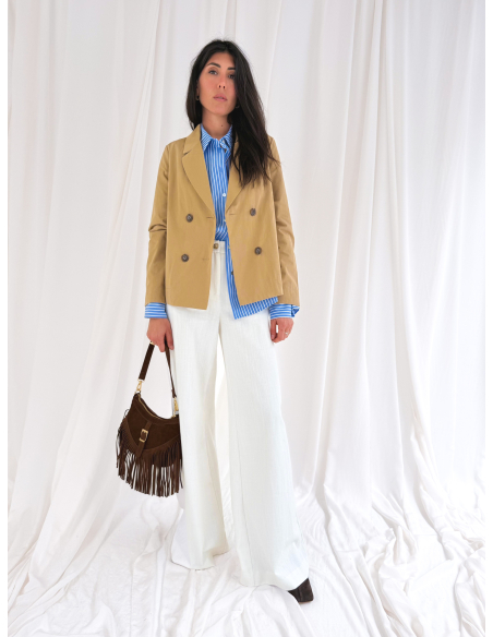 Double-breasted cotton caban