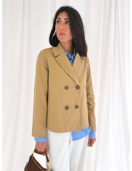 Double-breasted cotton caban