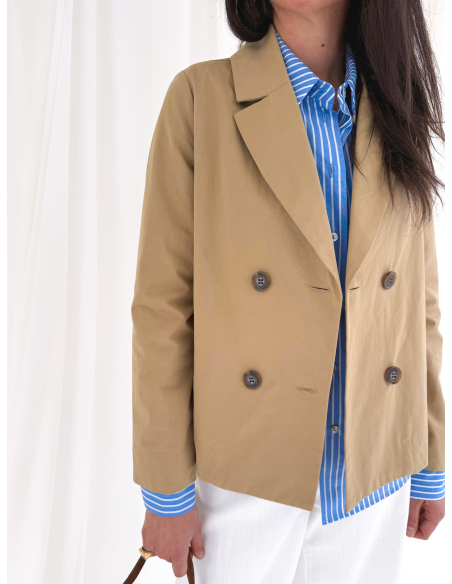 Double-breasted cotton caban