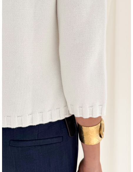 Cotton sweater featuring a crater neckline