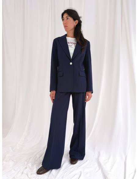 Single-breasted pinstriped Milanese jacket