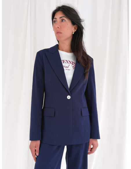 Single-breasted pinstriped Milanese jacket