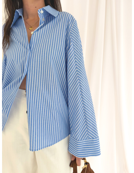 Striped shirt with wide sleeves