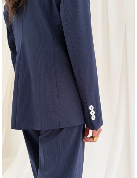 Single-breasted pinstriped Milanese jacket