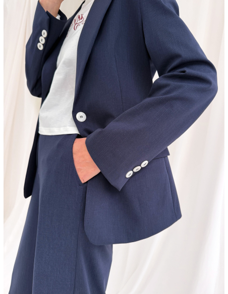 Single-breasted pinstriped Milanese jacket