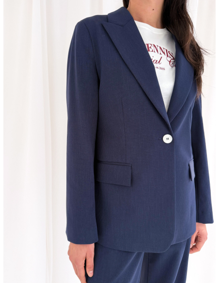 Single-breasted pinstriped Milanese jacket