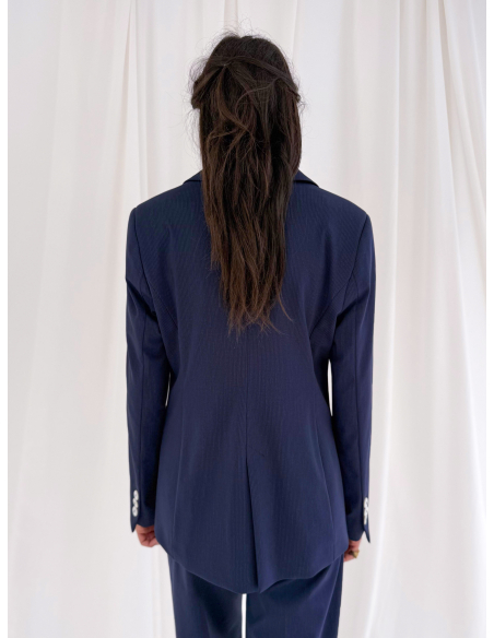 Single-breasted pinstriped Milanese jacket