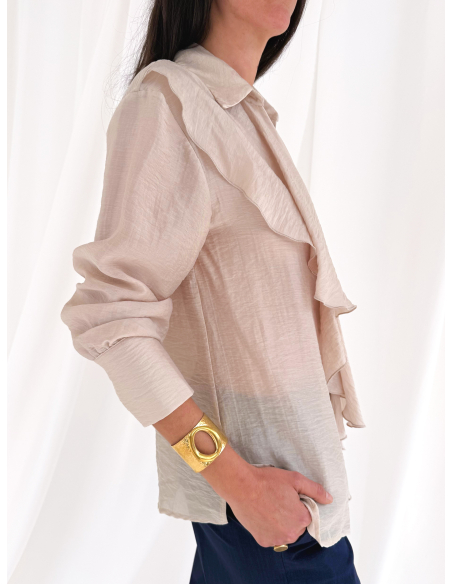 Eucalyptus viscose shirt with ruffles