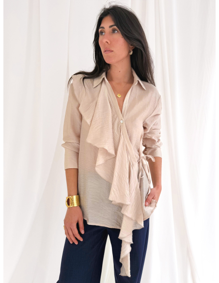 Eucalyptus viscose shirt with ruffles