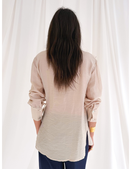 Eucalyptus viscose shirt with ruffles