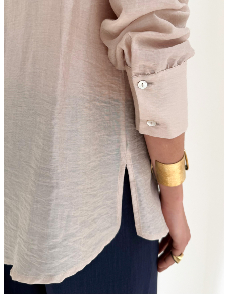 Camicia in viscosa di eucalipto con volant