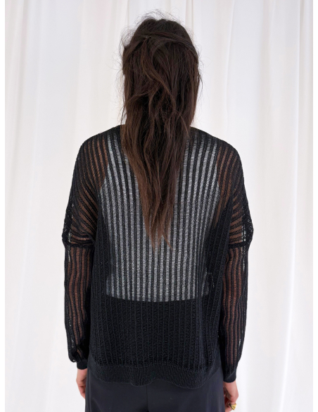 Maglia girocollo traforata con filo lurex