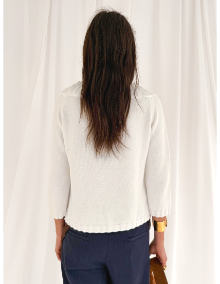 Cotton sweater featuring a crater neckline