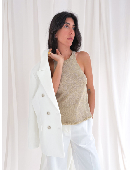 Top lurex con frange