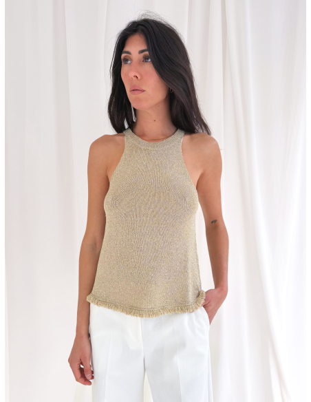 Top lurex con frange