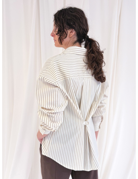 Striped shirt with back button