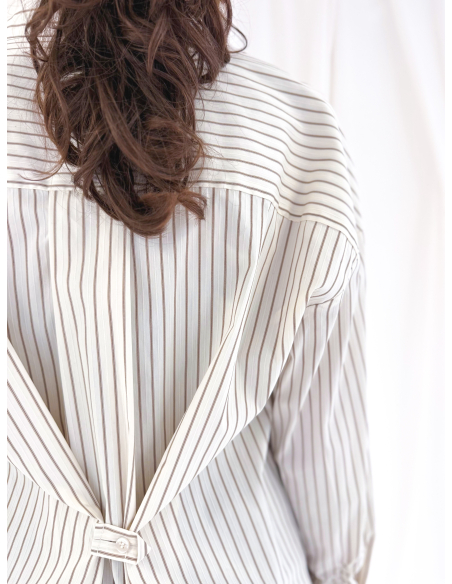 Striped shirt with back button