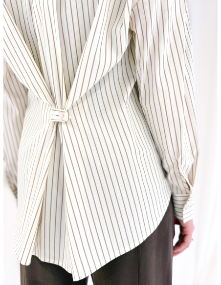 Striped shirt with back button