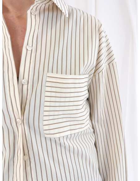 Striped shirt with back button
