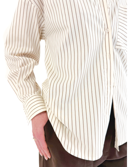 Striped shirt with back button