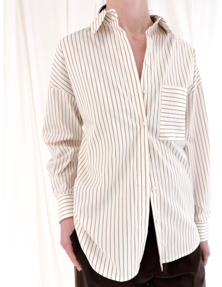 Striped shirt with back button
