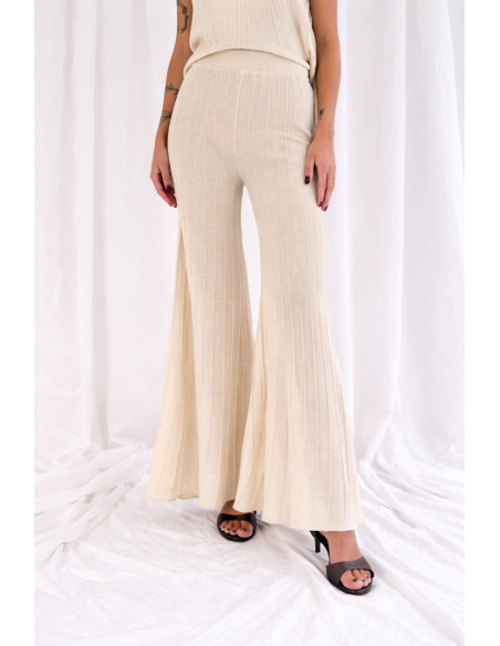 Pantalone in lurex goffrato
