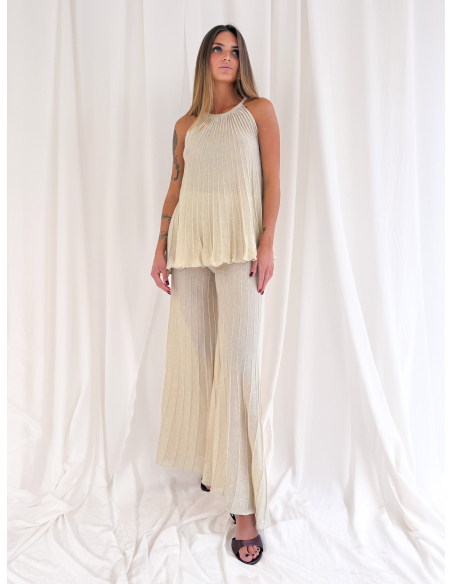 Embossed lurex trousers