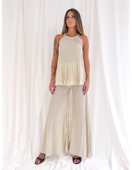 Embossed lurex trousers