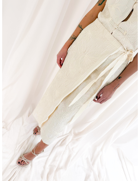 Embroidered wrap skirt