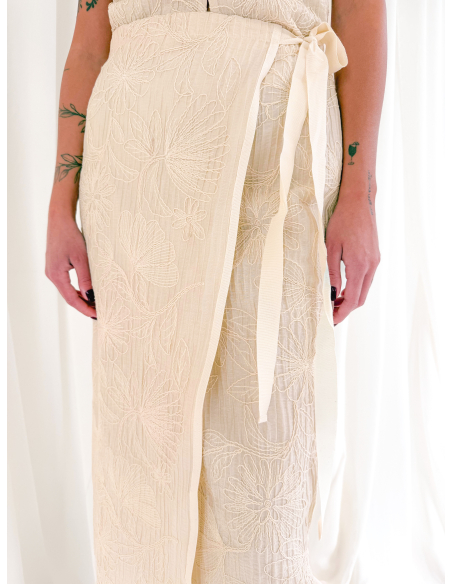 Embroidered wrap skirt
