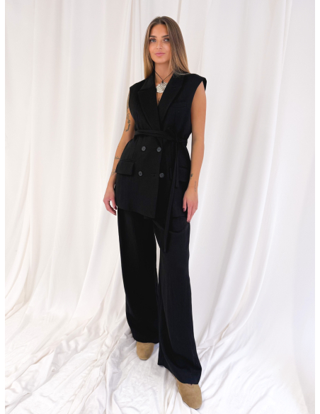 Gilet doppiopetto con cintura