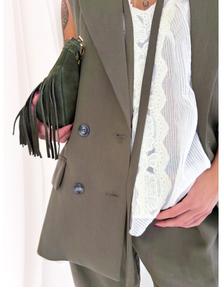 Gilet doppiopetto con cintura