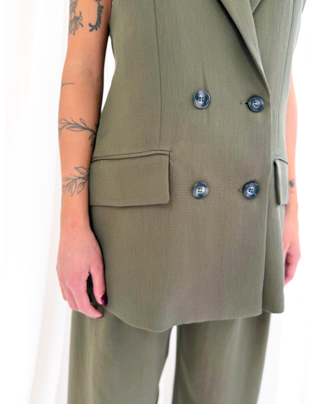 Gilet doppiopetto con cintura