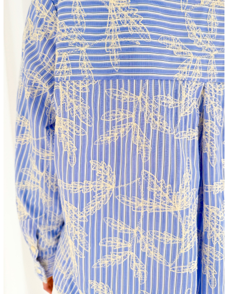 Embroidered striped overshirt