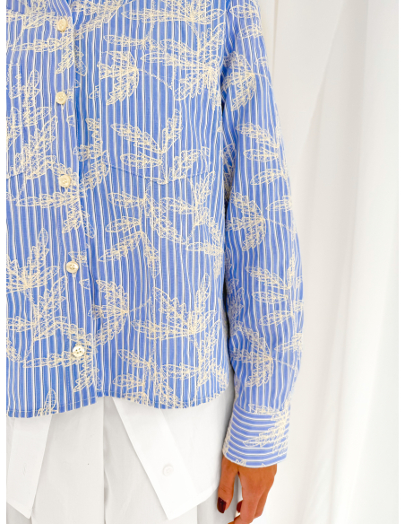 Embroidered striped overshirt