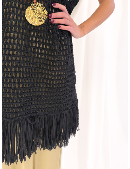 Openwork dress with fringes