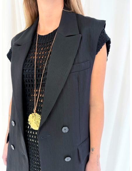 Openwork dress with fringes