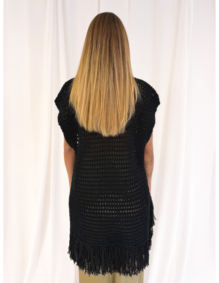 Openwork dress with fringes