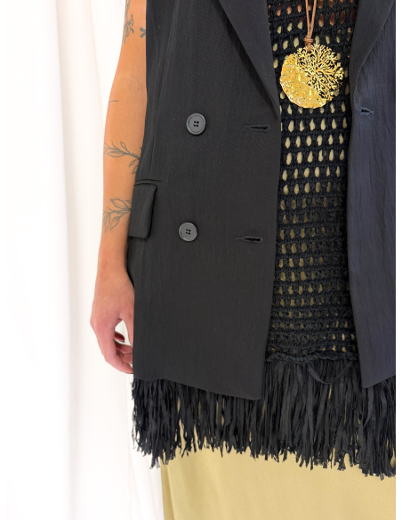 Openwork dress with fringes