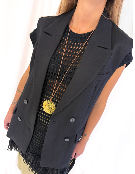 Openwork dress with fringes