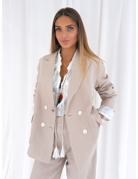 Double-breasted striped jacket